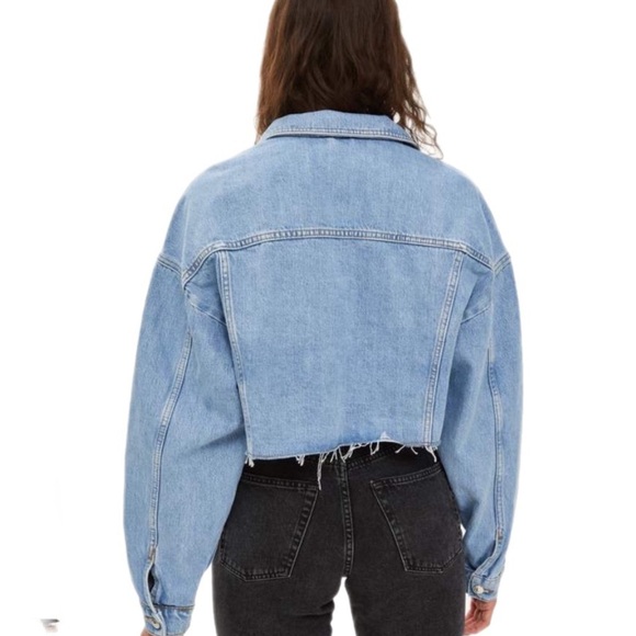 TOPSHOP Hacked off Cropped Denim Jacket in Light Wash Size 4 - Picture 4 of 7